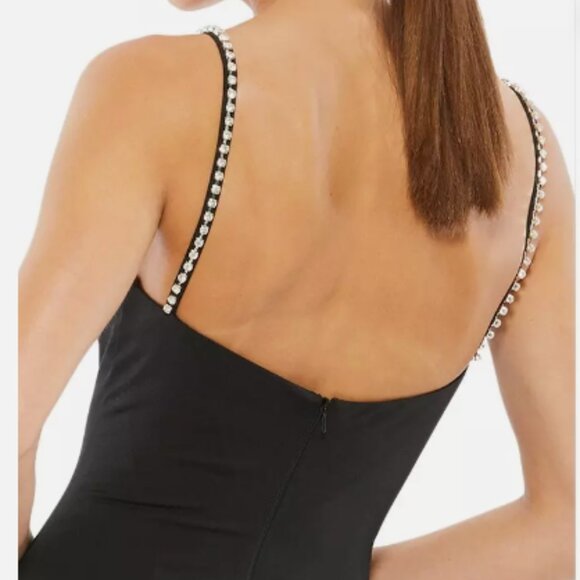 MAC DUGGAL SWEETHEART NECK TRUMPET BLACK EMBELLISHED FRONT THIGH SLIT DRESS 10 - Picture 4 of 6